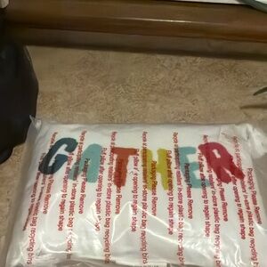 Threshold White Pillow with Colorful 'Gather' Text